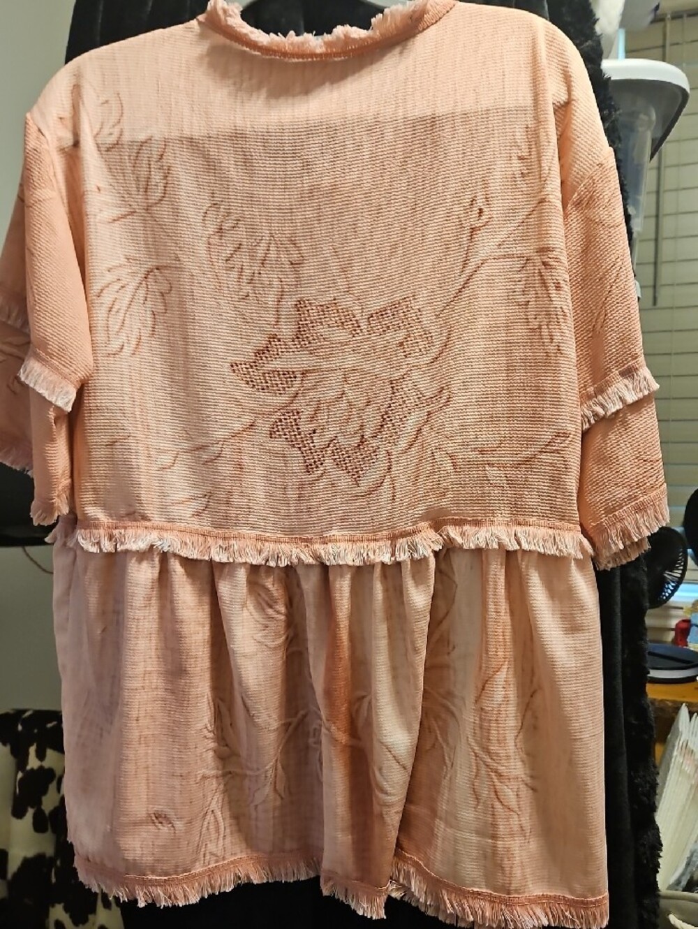 Women’s Peach Textured Fringe Tiered Top - Picture 6 of 7